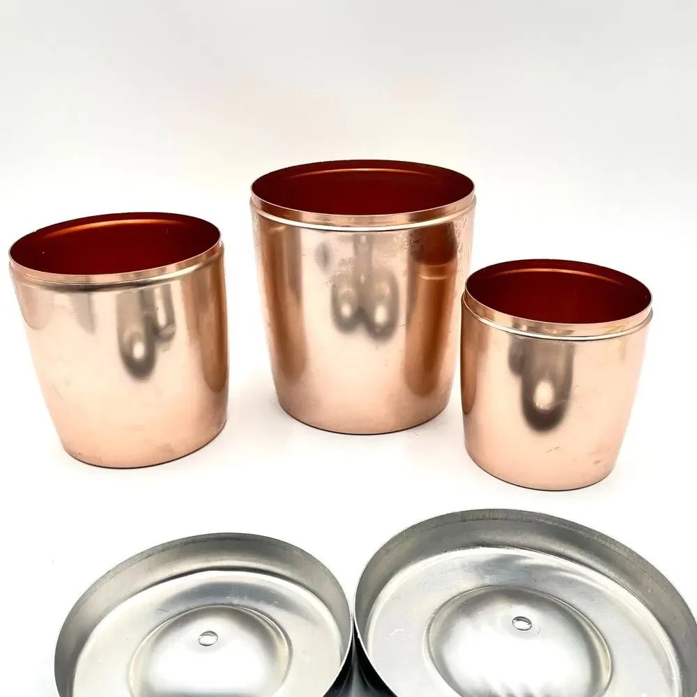 Vintage West Bend Rose Copper Aluminum 3 Piece Canister Set